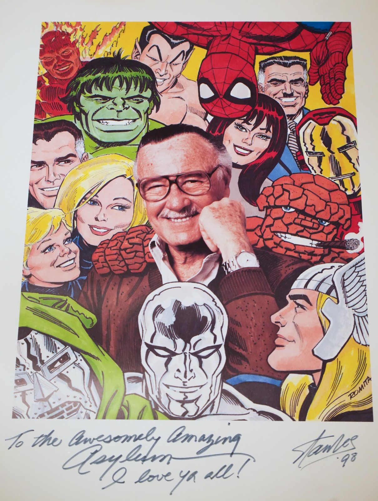 Stan Lee Signed Large 18x24 RARE OOAK Vintage Marvel Romita Spider Man Doom Stan Lee Signed Large 18x24 RARE OOAK Vintage Marvel Romita Spider Man Doom