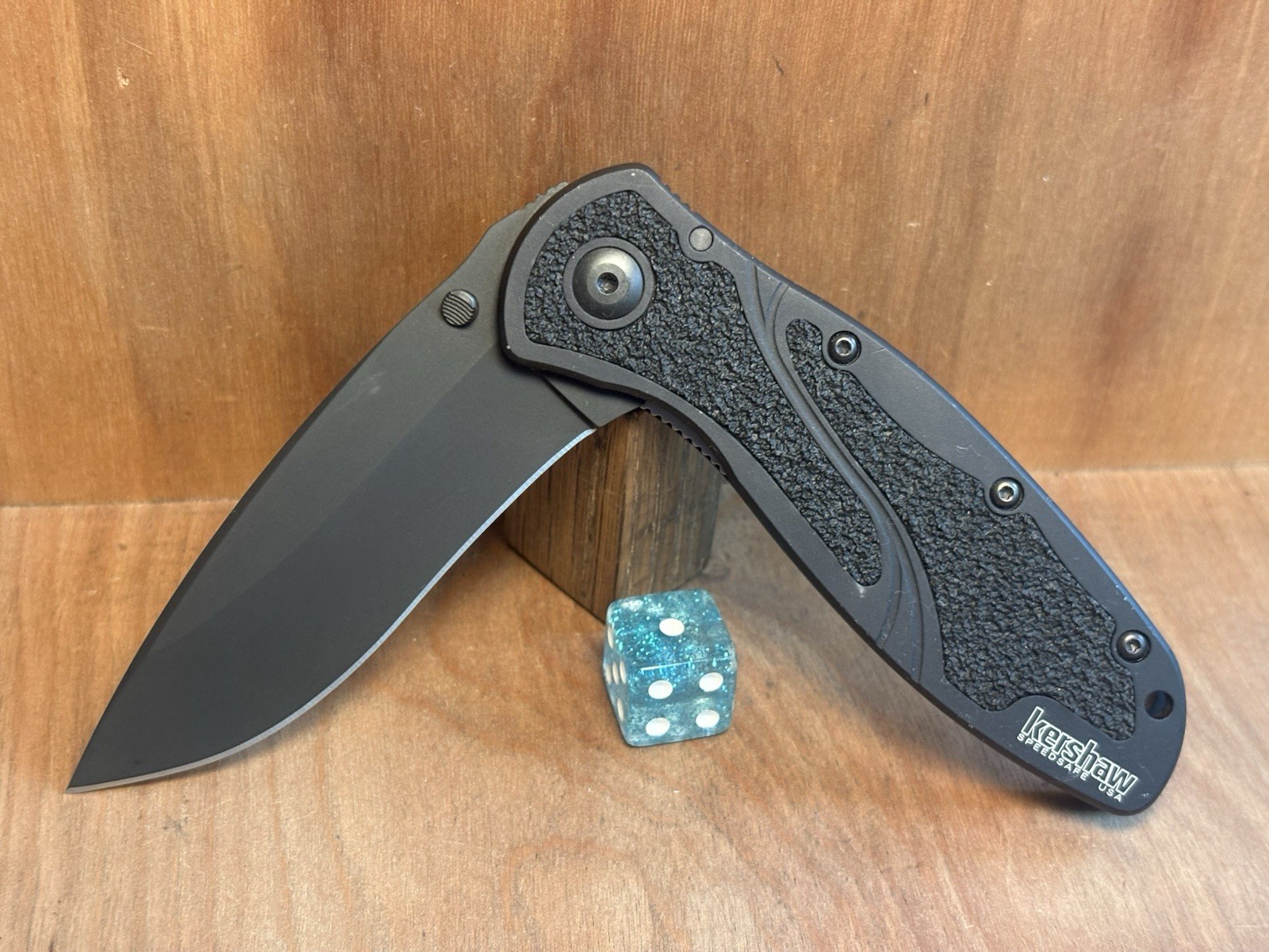 KERSHAW BLUR 1670BLK All Black Plain Blade Ken Onion Speedsafe USA EXCELLENT