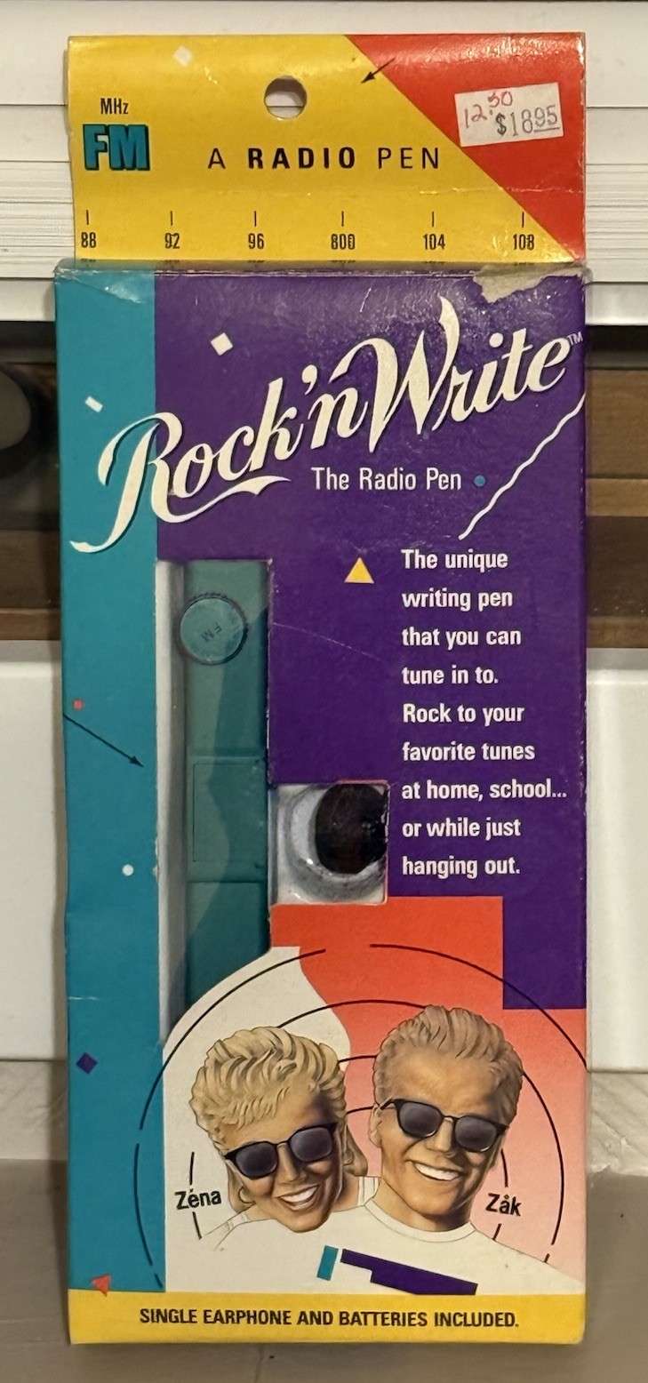 Vintage Rock ’n Write Radio Pen AM/FM Complete in Original Package Earphone 1980