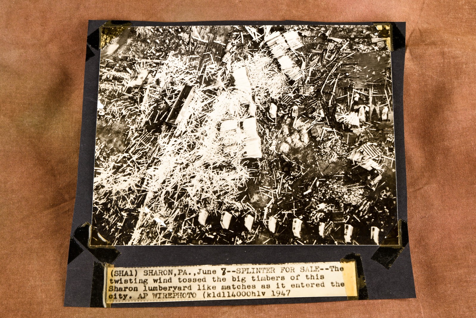 Sharon PA Tornado Wrecks Lumberyard 8x7⅜ 1947 AP Wire Photo V36