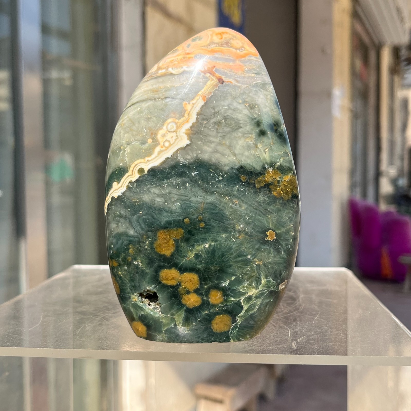 590g Natural Colourful Ocean Jasper Crystal Display Specimen Healing