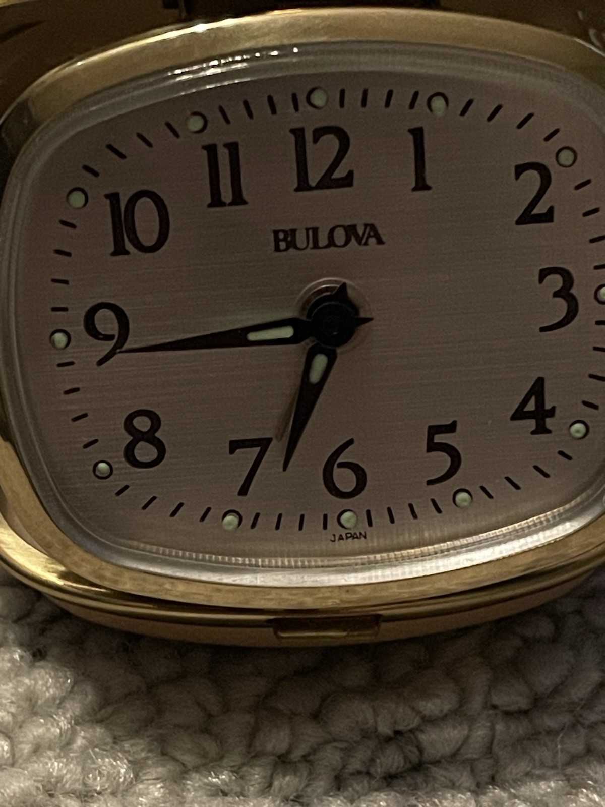 Vintage BULOVA Folding Travel Alarm w/Luminous Hands & Indexes ~ Japan *WORKS* ⏰