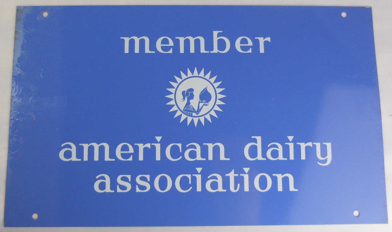 rare Wisconsin American Dairy Association Double Sided Tin Enamled Milk Sign NOS