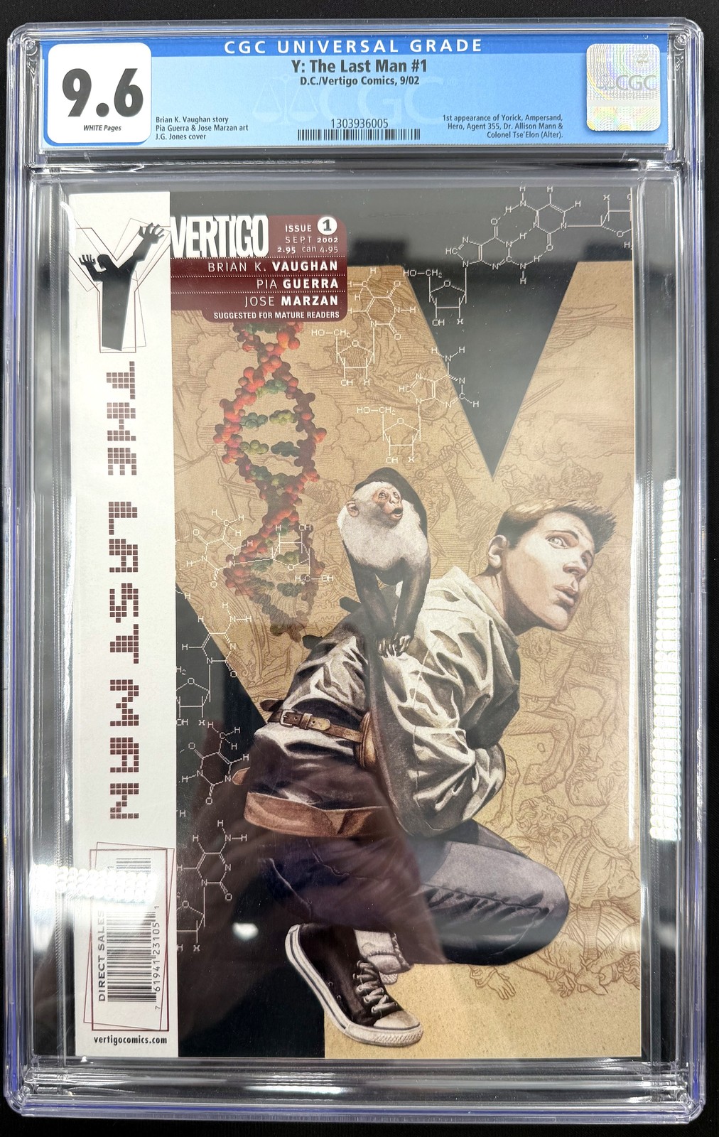 Y: The Last Man #1 CGC 9.6 White Pages 1st Yorick DC Vertigo 2002 Vaughan