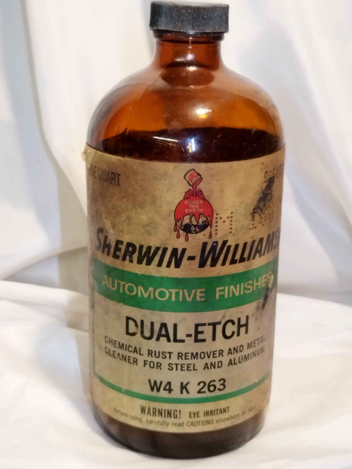 Vintage 1957 Sherwin-Williams Automotive Finishes Dual-Etch Glass Bottle & Cap Vintage 1957 Sherwin-Williams Automotive Finishes Dual-Etch Glass Bottle & Cap