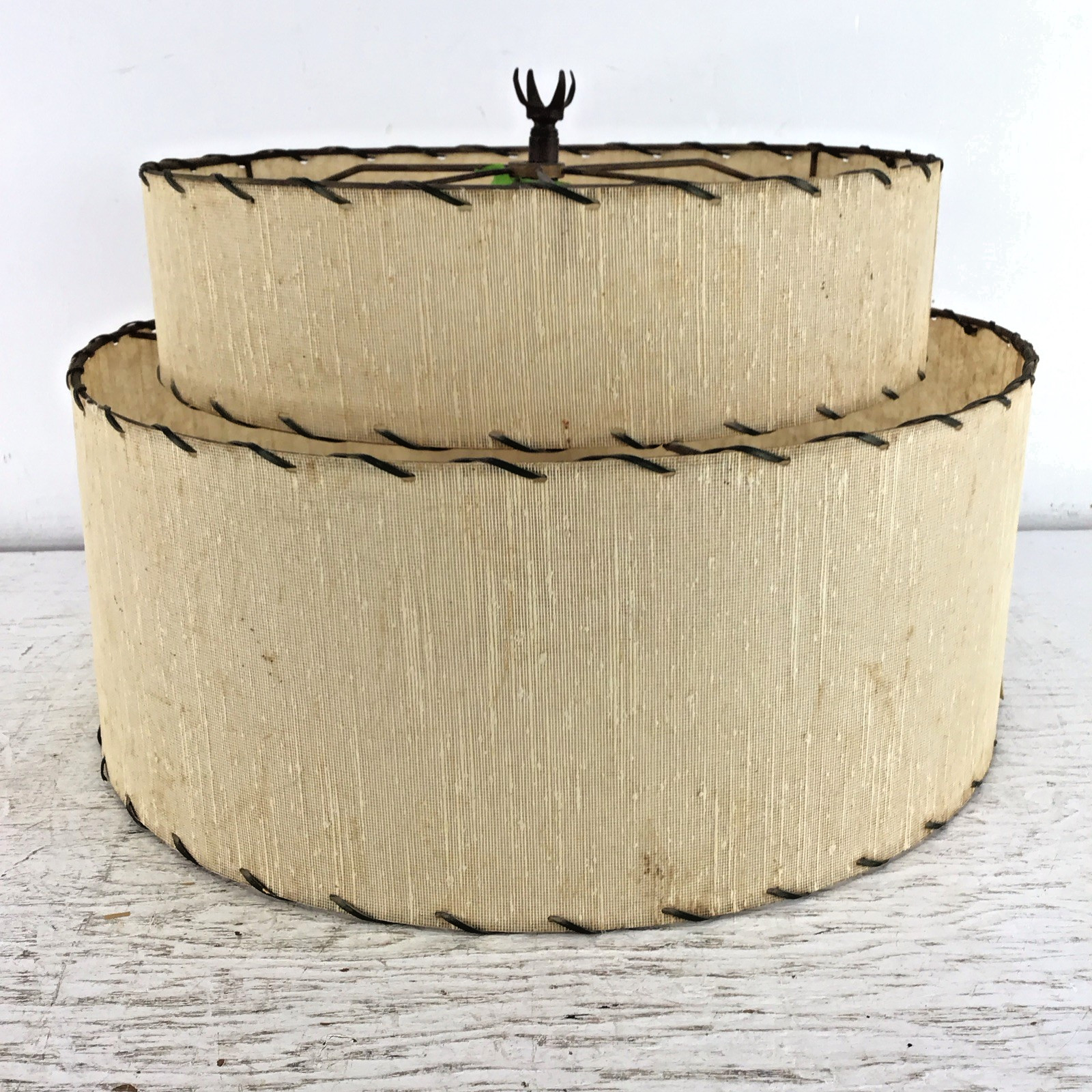 Mid Century MCM 15 Inch Two-Tier Fiberglass Lamp Shade Mid Century MCM 15 Inch Two-Tier Fiberglass Lamp Shade