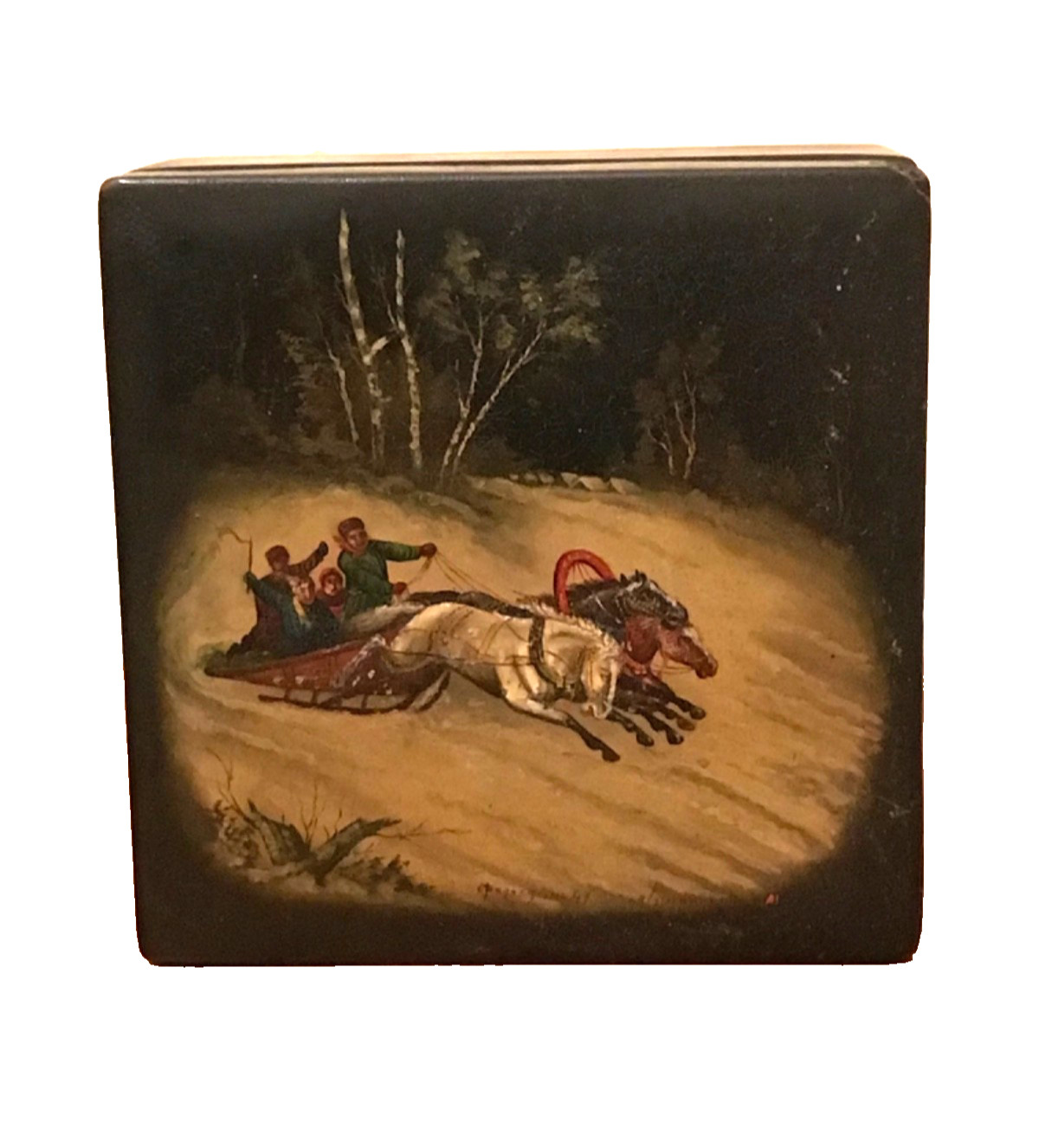 š„LARGE 1947 FEDOSKINO Soviet Agitlak Communism Lacquer Box Lukutin Vishnyakov š„LARGE 1947 FEDOSKINO Soviet Agitlak Communism Lacquer Box Lukutin Vishnyakov
