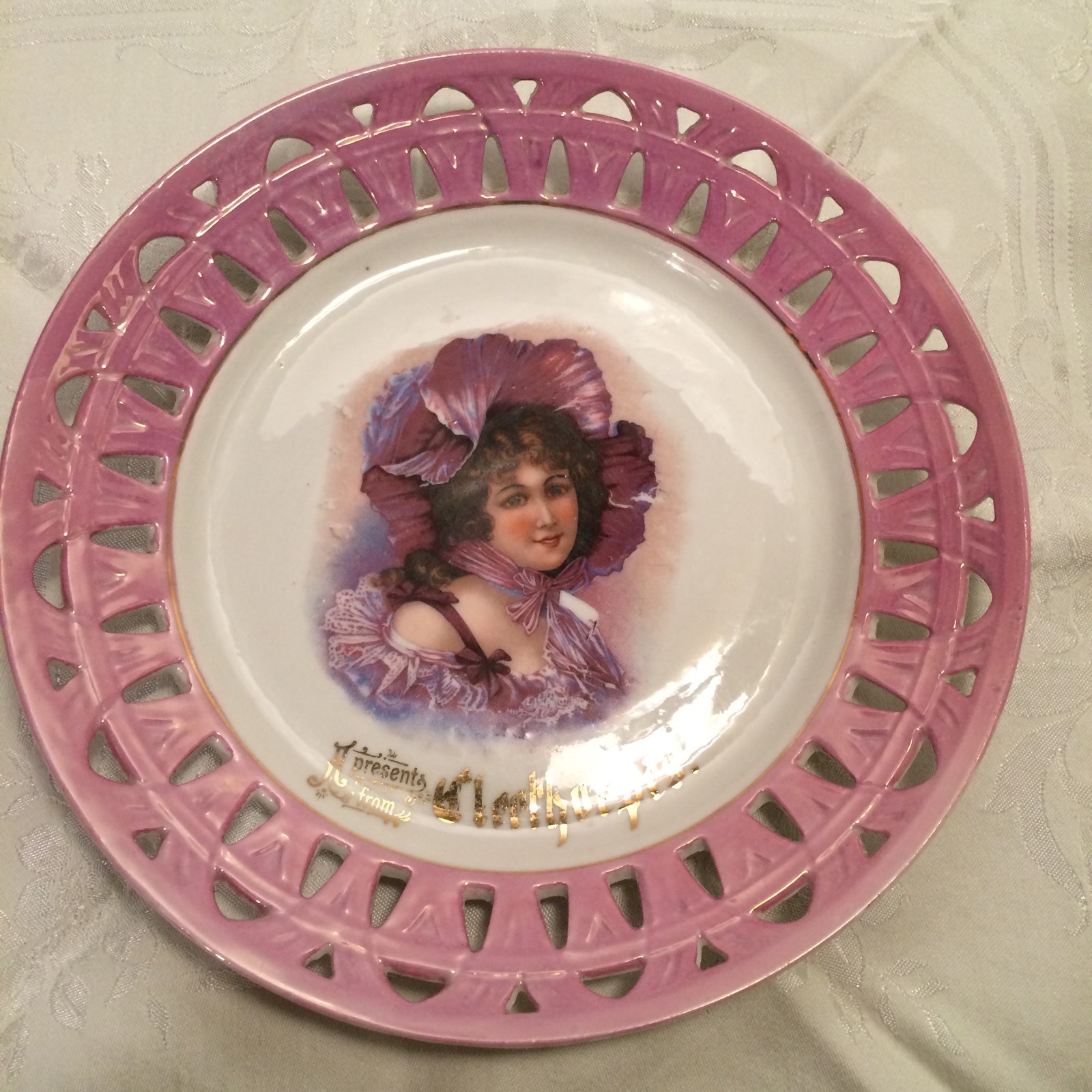 Advertising Victorian Luster Plate -Entertainment Cleethorpes U.K. Advertising Victorian Luster Plate -Entertainment Cleethorpes U.K.