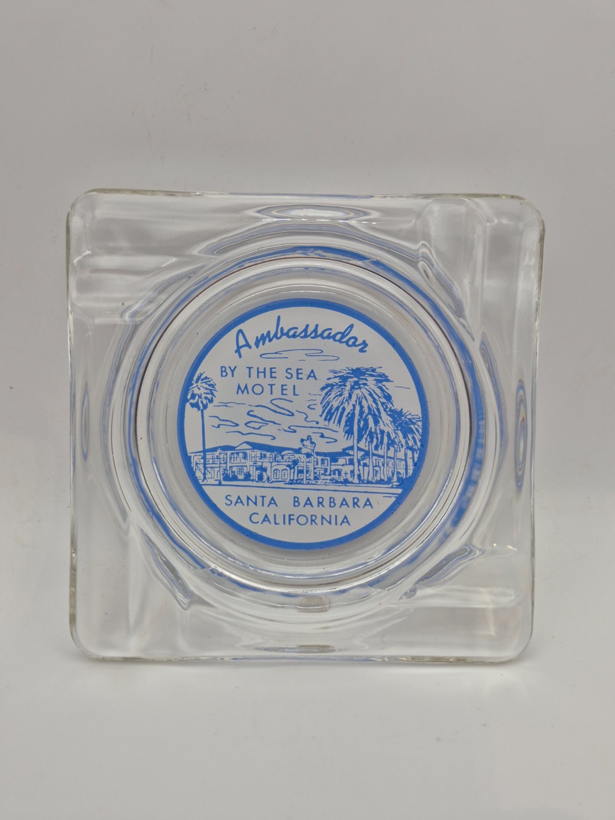 Vintage Ambassador By The Sea Motel Santa Barbara CA Glass Ashtray
