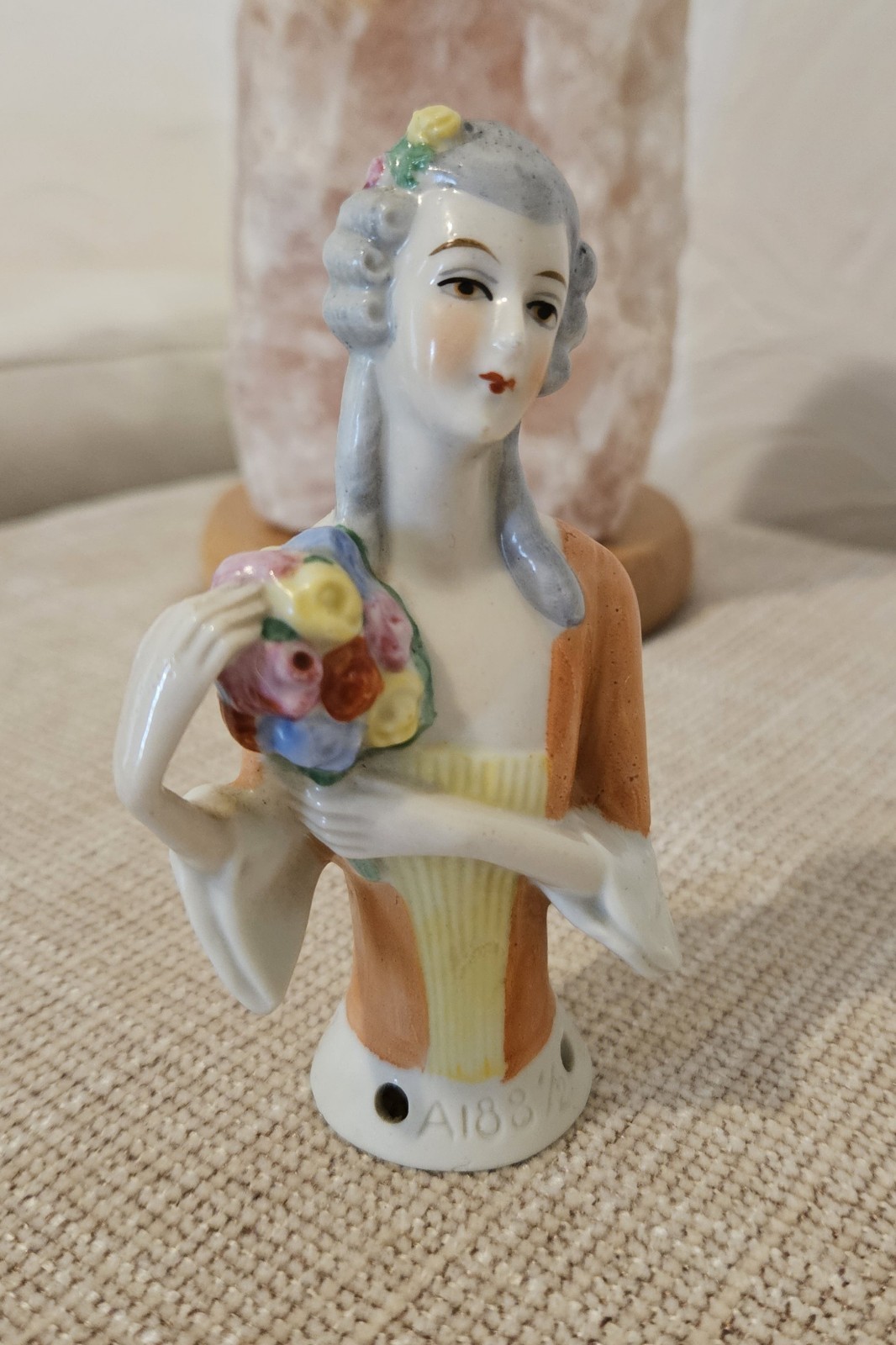 Gorgeous Antique German Porcelain Half Doll, ca. 4.5 in