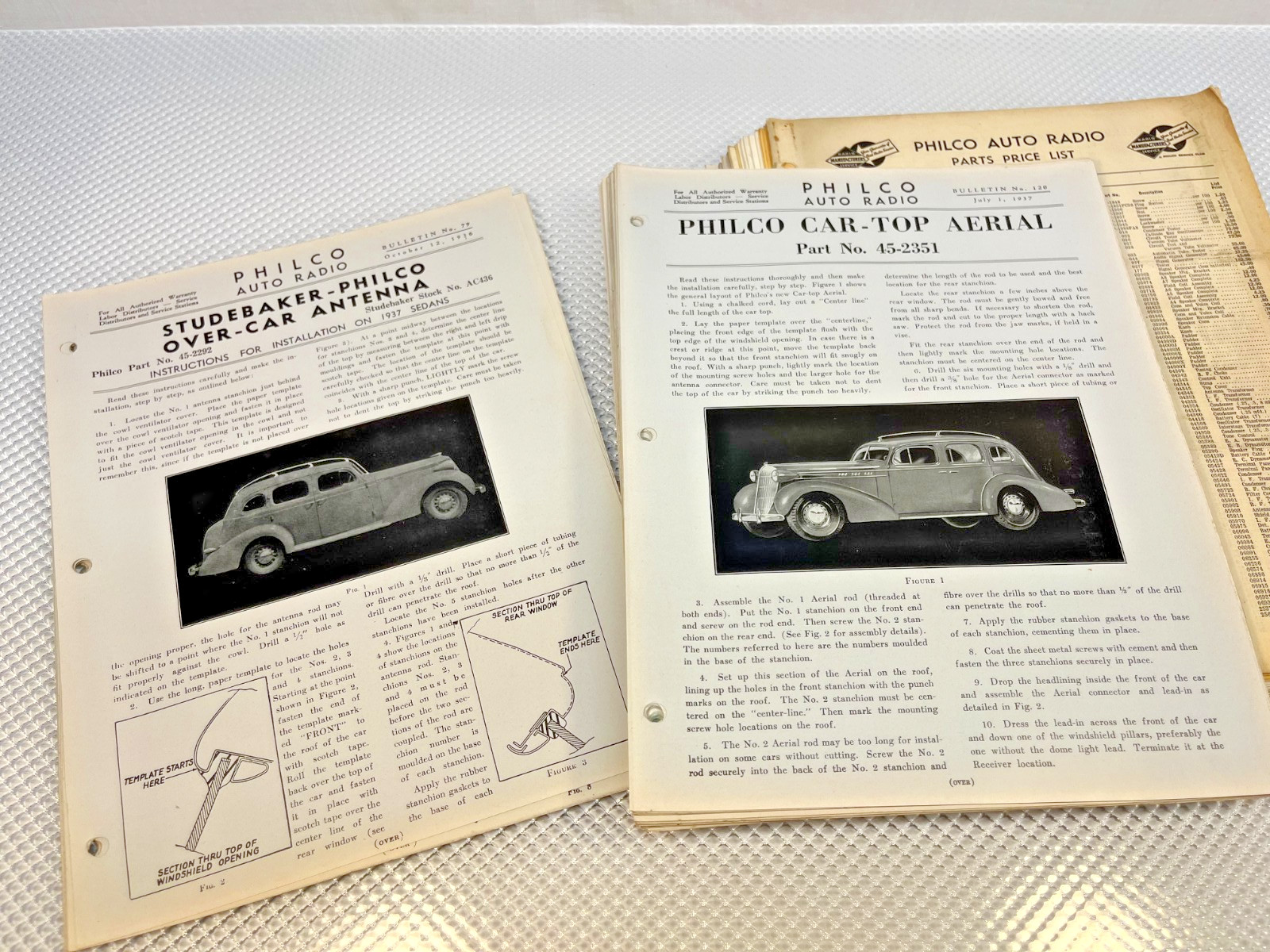 Vintage 1936-1939 Philco Auto Car Radio Service Repair Manuals Vintage 1936-1939 Philco Auto Car Radio Service Repair Manuals