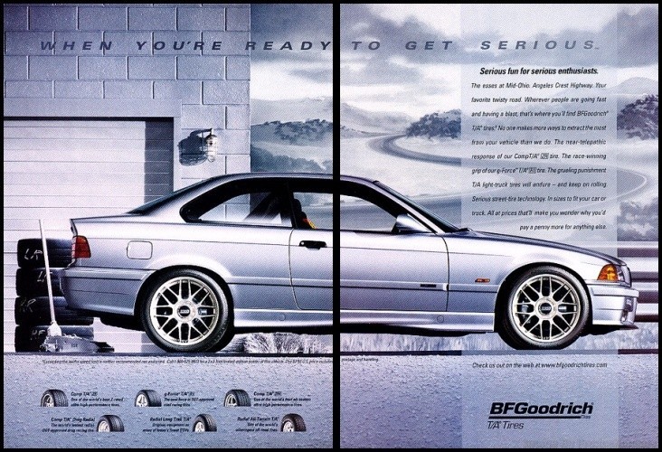 1998 BMW 3-Series BFGoodrich 2-page Original Advertisement Print Art Car Ad J473 1998 BMW 3-Series BFGoodrich 2-page Original Advertisement Print Art Car Ad J473