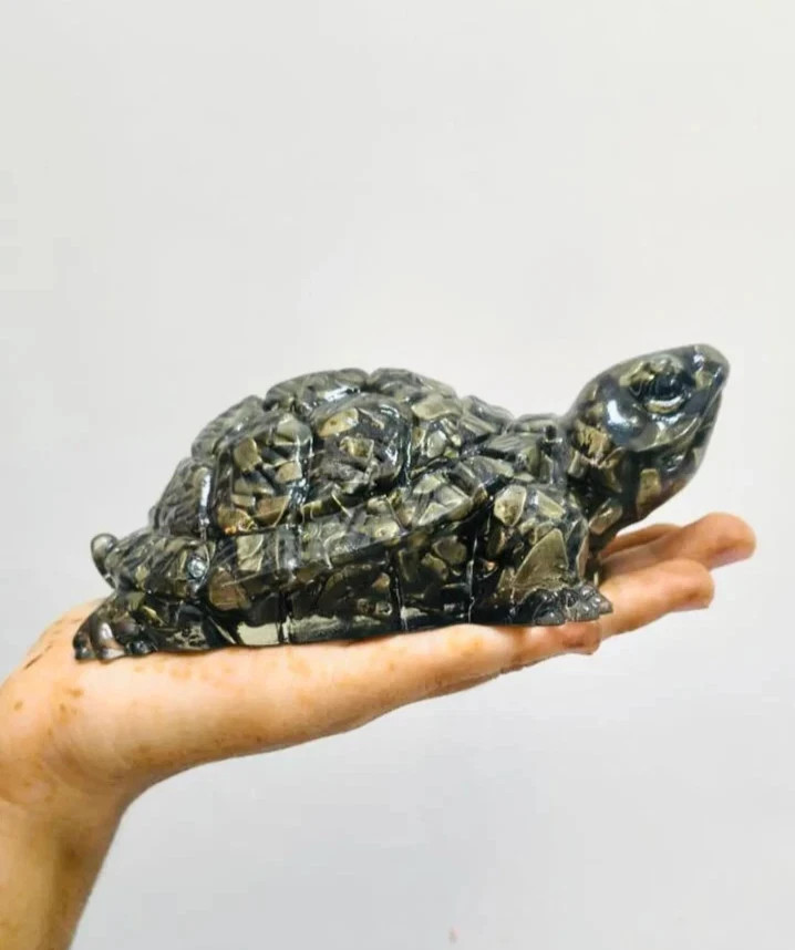 Pyrite Tortoise , Turtle Energy Symbol For Pooja Vastu Good Luck For Home/office