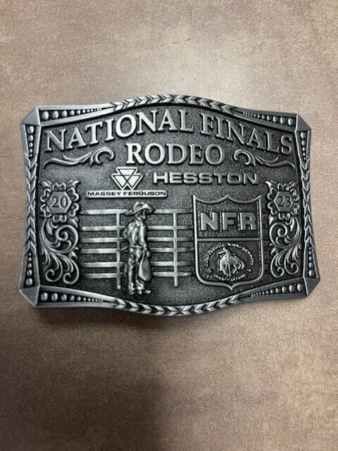 Hesston 2023 National Finals Rodeo PEWTER belt buckle Adult HES23PA