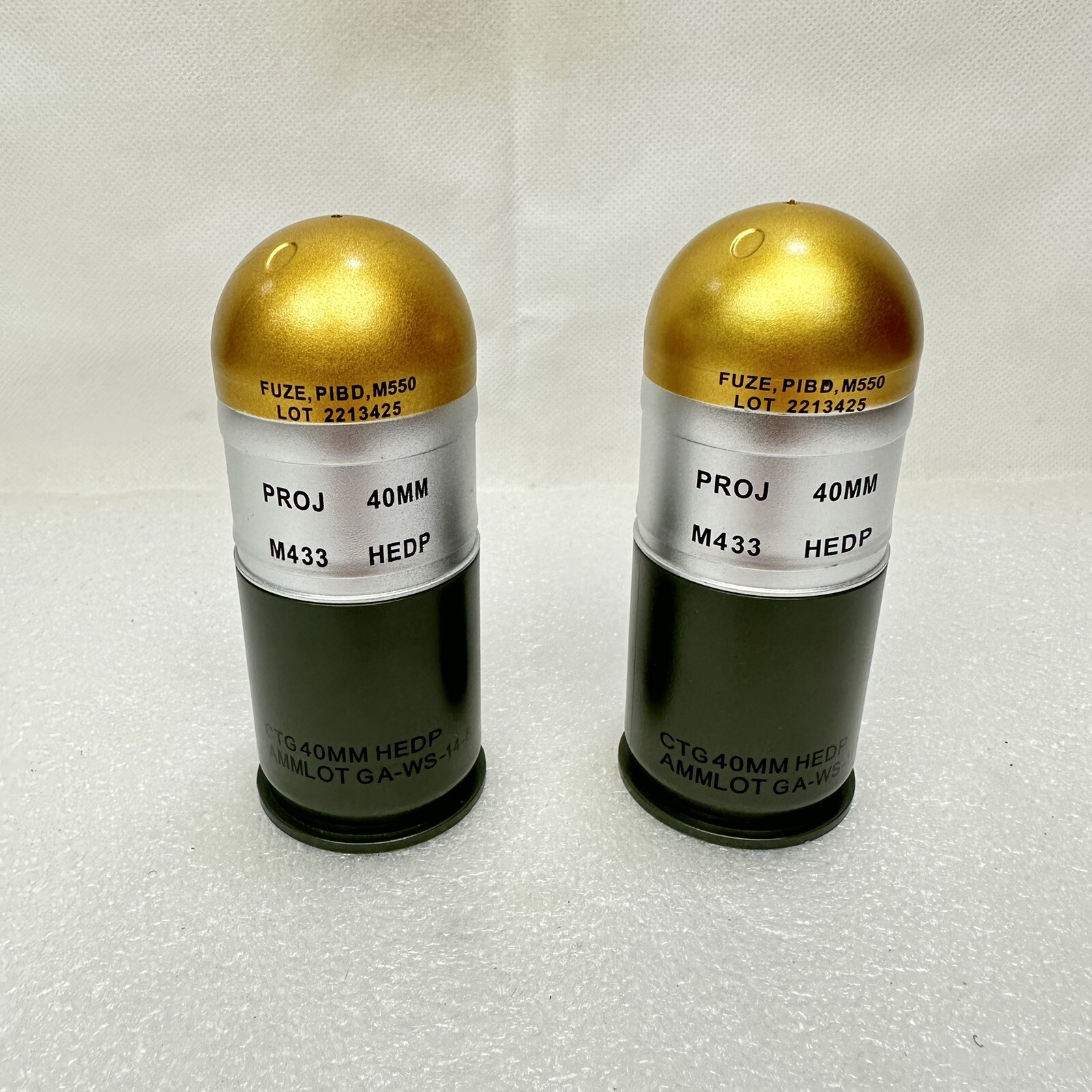 2 - Replica Inert 40MM HEDP M433 Fake Non Functional M203 M32A1 M320 Rounds 2 - Replica Inert 40MM HEDP M433 Fake Non Functional M203 M32A1 M320 Rounds
