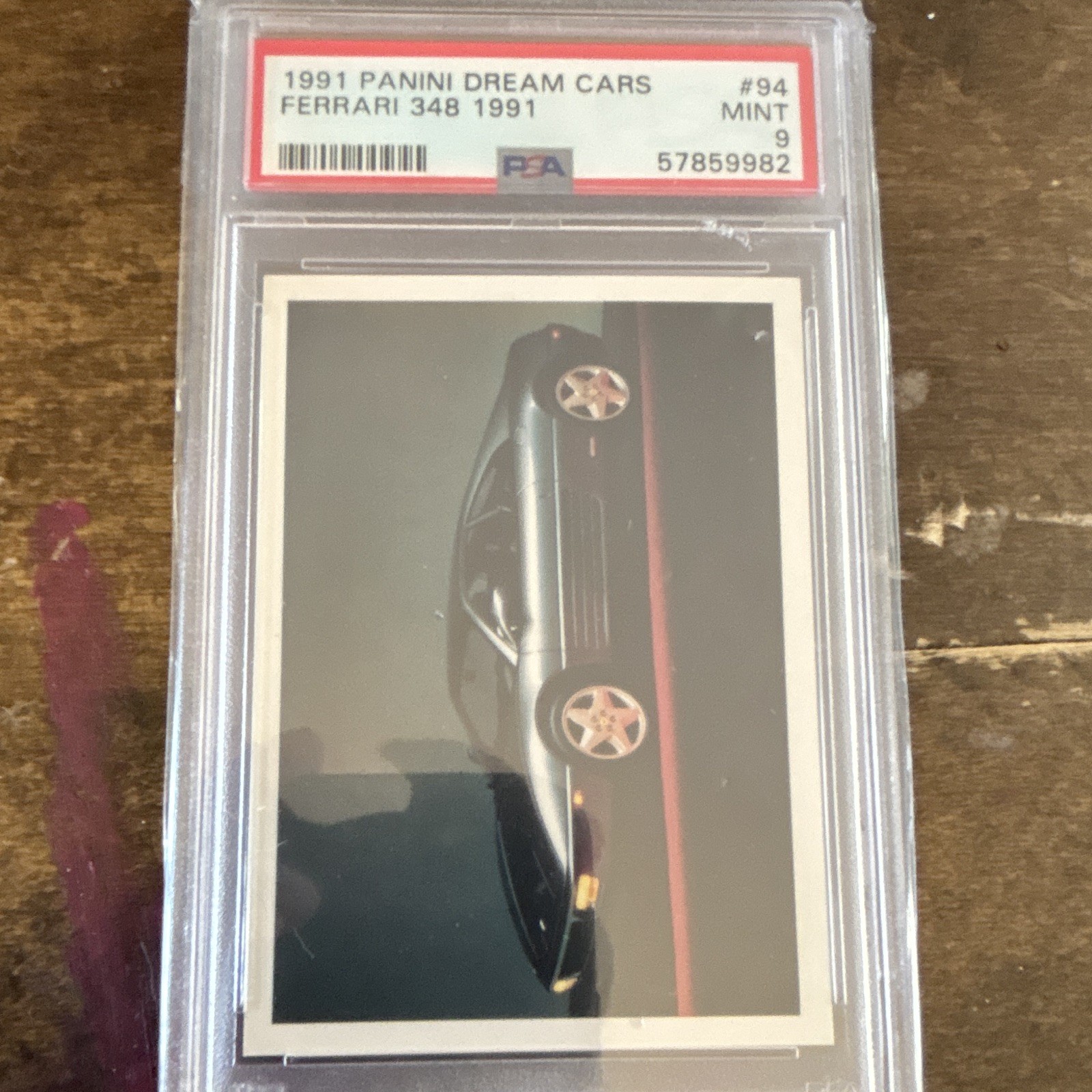 1991 Panini Dream Cars Ferrari 348 Card #94 PSA 9, POP 1
