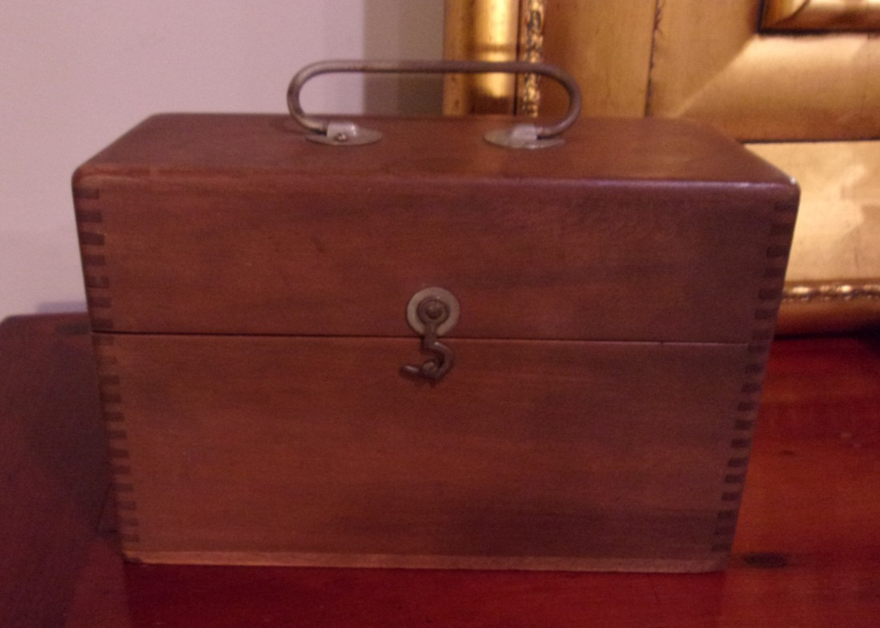 Old Vintage Wooden Utility Storage Box Dovetail Finger Joints