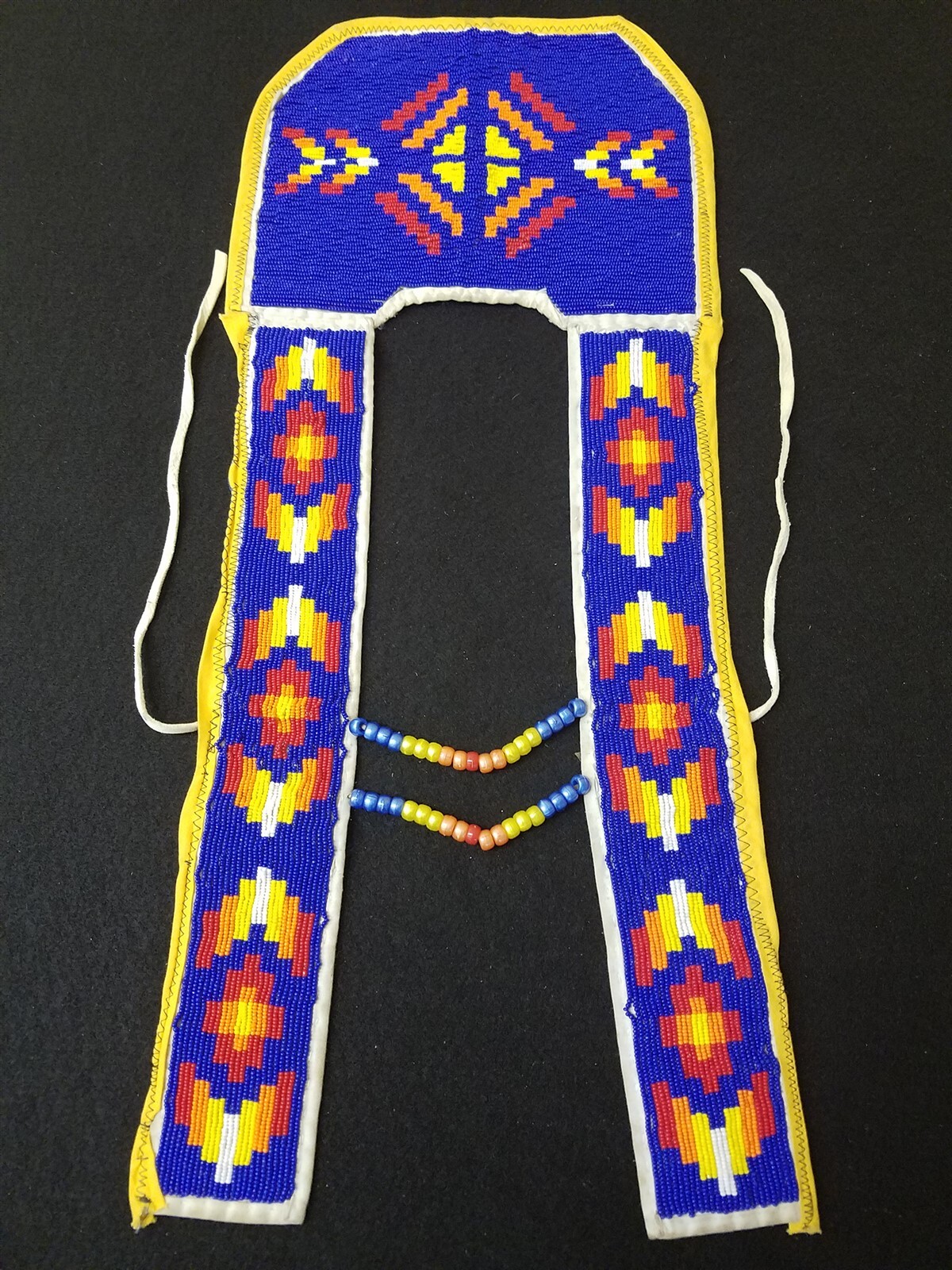 KIDS HOMEMADE FULLY BEADED GEOMETRIC DESIGN NATIVE AMERICAN INDIAN DANCE CAPE