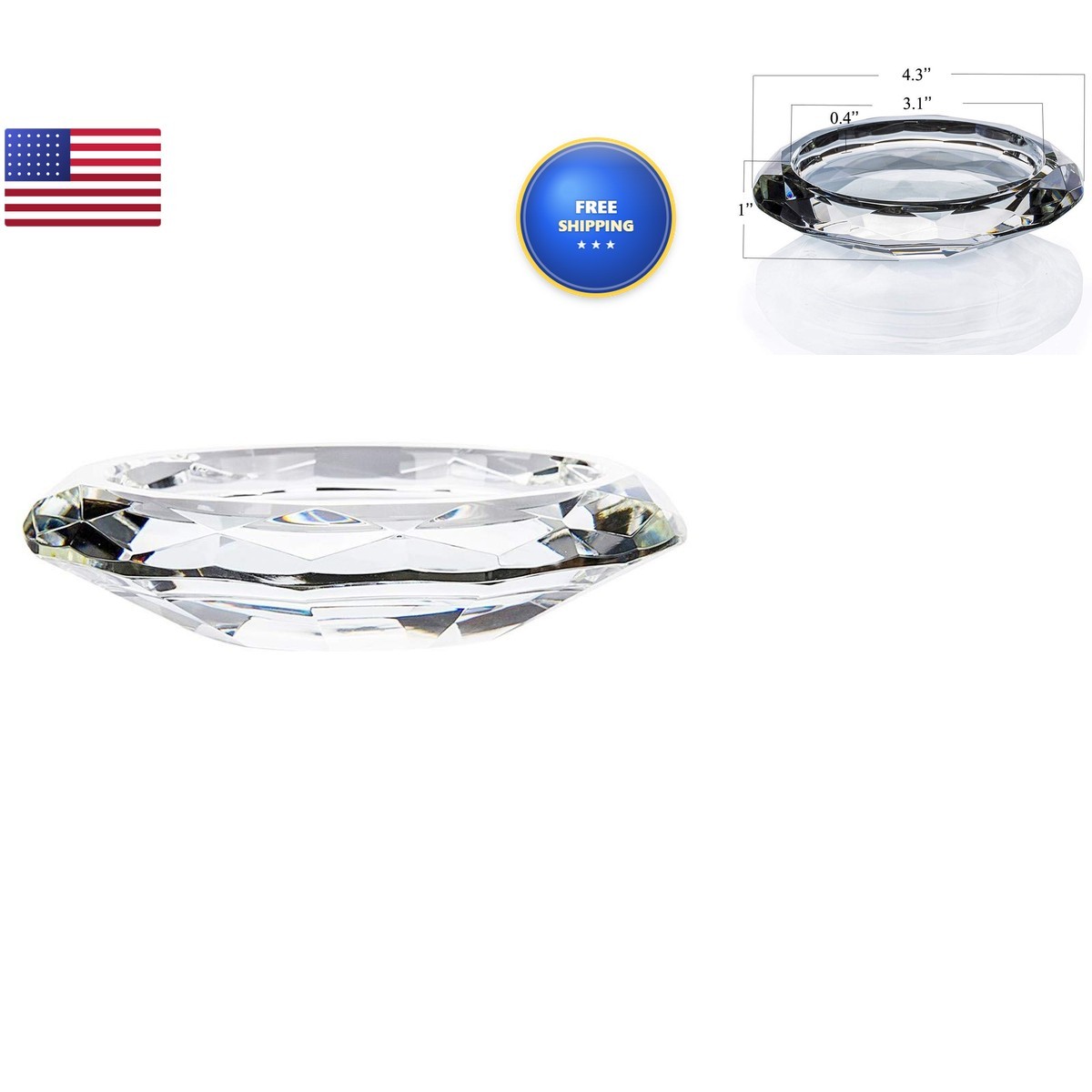 DONOUCLS Crystal Candle Holders 4.3'' X 1'' Clear
