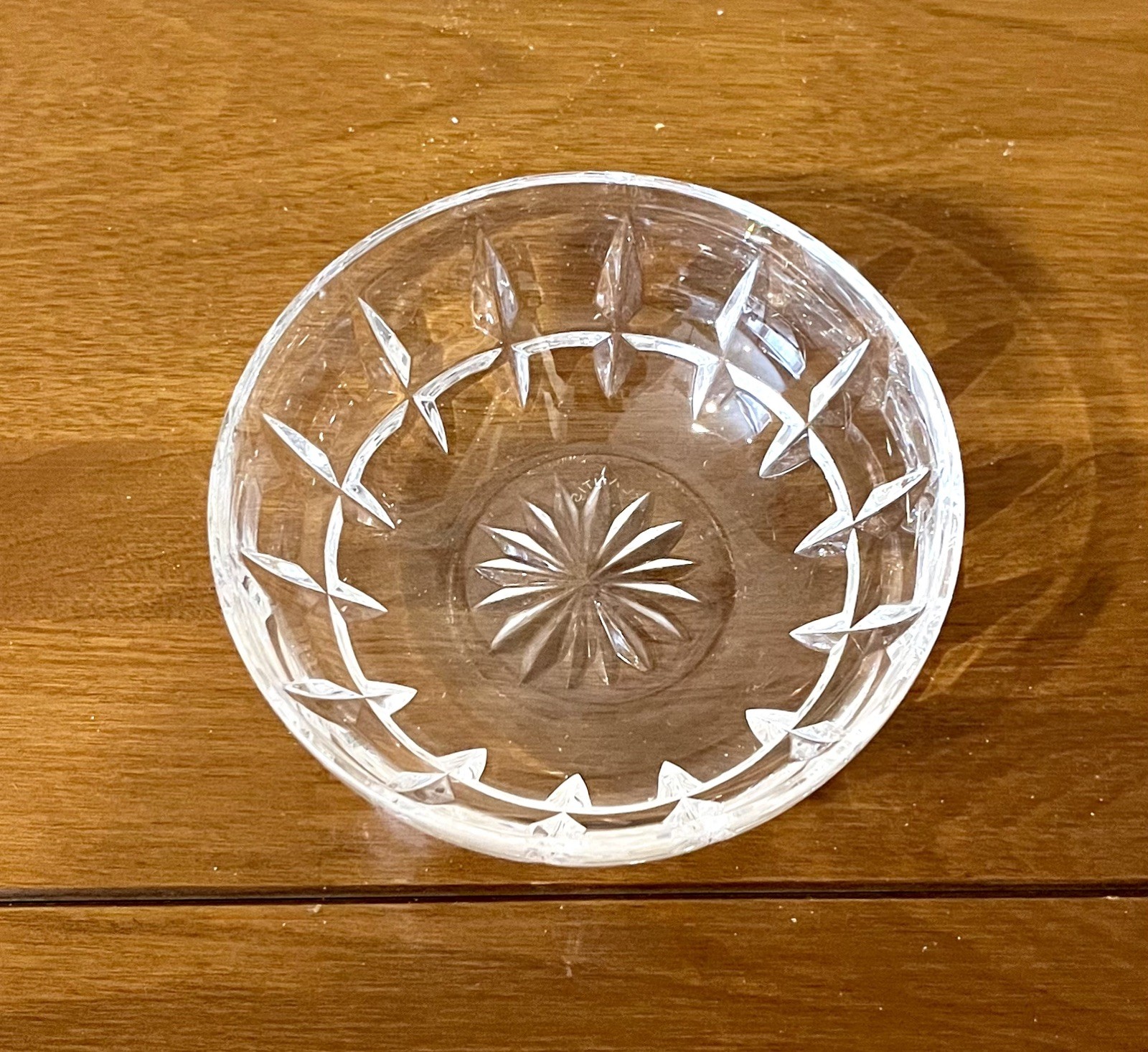 Vintage 4.5” Clear Starburst Cut Crystal Dessert Bowl Candy Dish