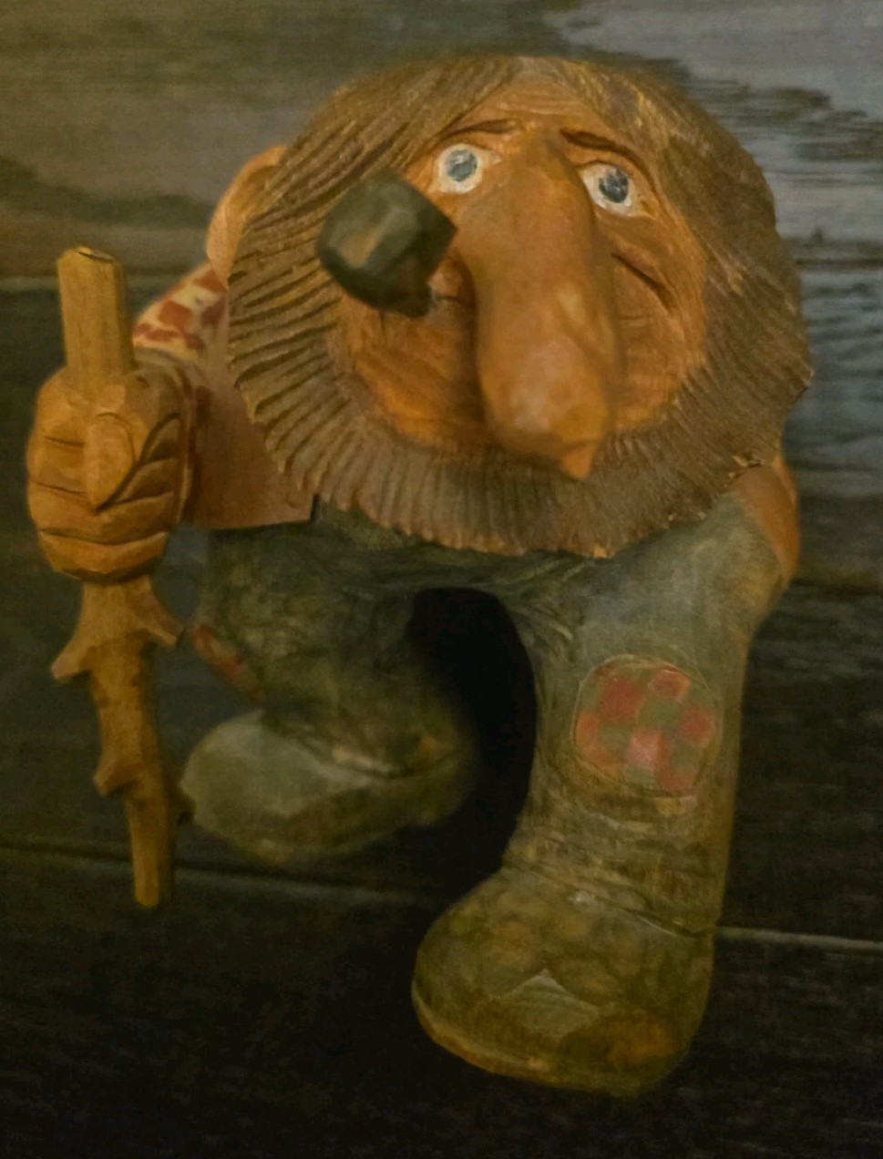 Vintage Hand Carved Norwegian Troll by Anton Sveen Authentic Wooden Folk Art... Vintage Hand Carved Norwegian Troll by Anton Sveen Authentic Wooden Folk Art...