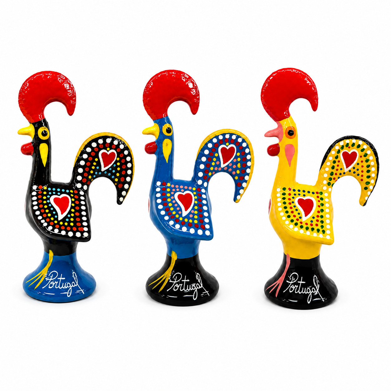 Hand-Painted Portuguese Rooster Figurines, Set of 3 - 3.25\ Hand-Painted Portuguese Rooster Figurines, Set of 3 - 3.25\