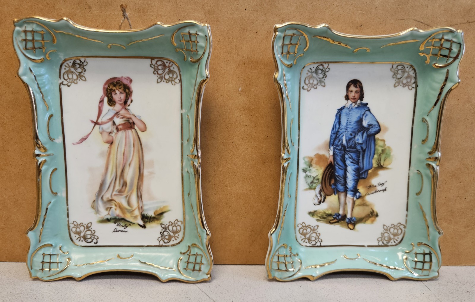 Vintage PINK GIRL AND BLUE BOY Porcelain Trinket Pin Dish Plates GAINSBOROUGH Vintage PINK GIRL AND BLUE BOY Porcelain Trinket Pin Dish Plates GAINSBOROUGH