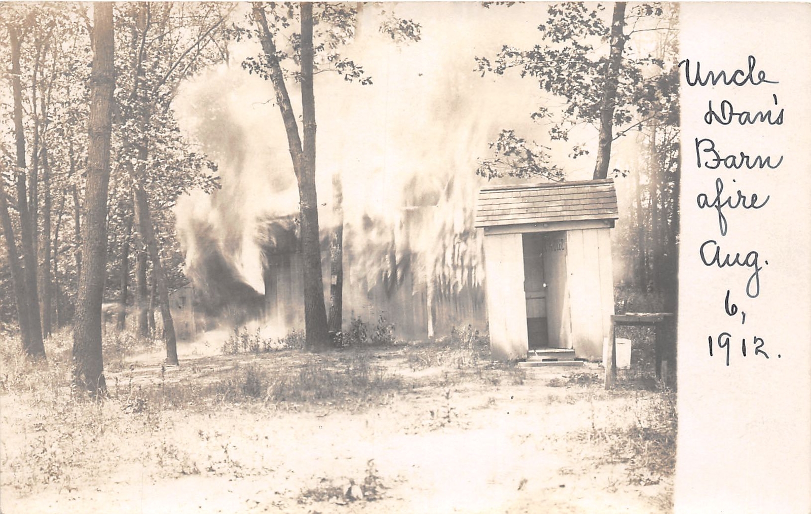 J12/ Bass Lake Knox Indiana RPPC Postcard c1910 Barn Fire Disaster 154