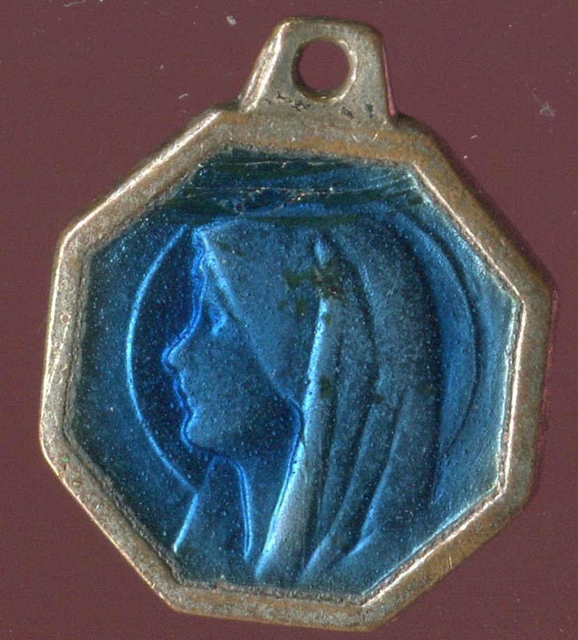 Vintage french blue enamel our lady of lourdes Medal Vintage french blue enamel our lady of lourdes Medal