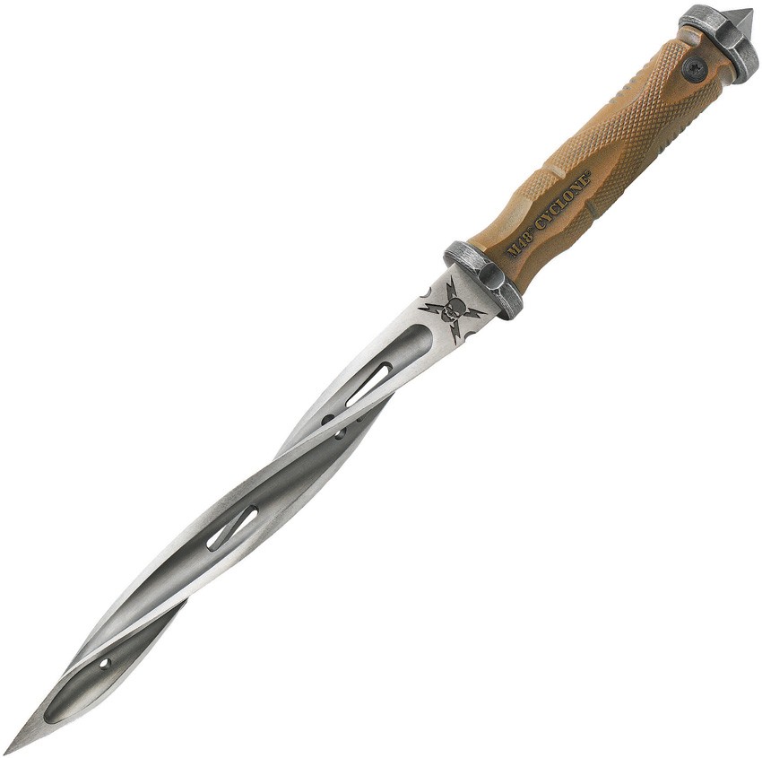 United Cutlery M48 Tan Battle Scarred Cyclone Fixed Spiral Blade Knife 3341 United Cutlery M48 Tan Battle Scarred Cyclone Fixed Spiral Blade Knife 3341