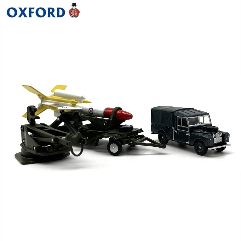 1:76 OXFORD Hound Missile Land Rover Tractor WWII Military Alloy Diecast Model