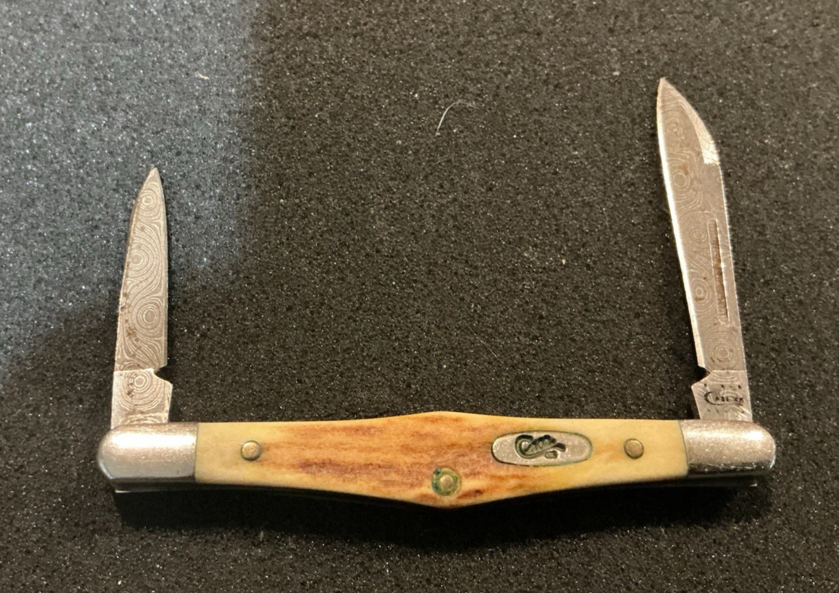 Vintage Case XX 52166 Damascus USA MADE 2 blade stag handle pocket knife