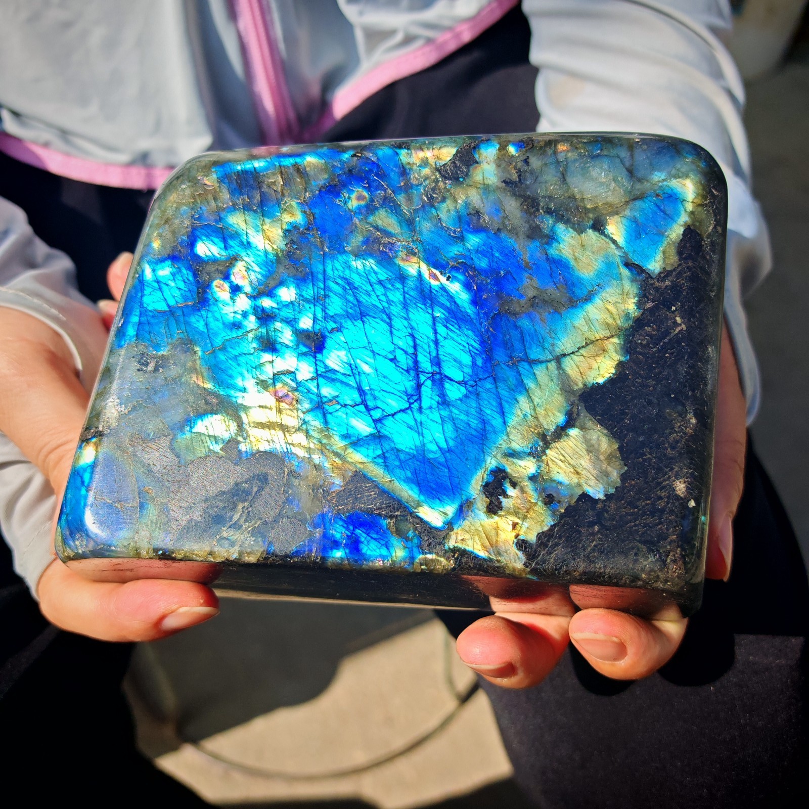 4.95LB TOP Natural labradorite quartz crystal decoration spectrolite healing