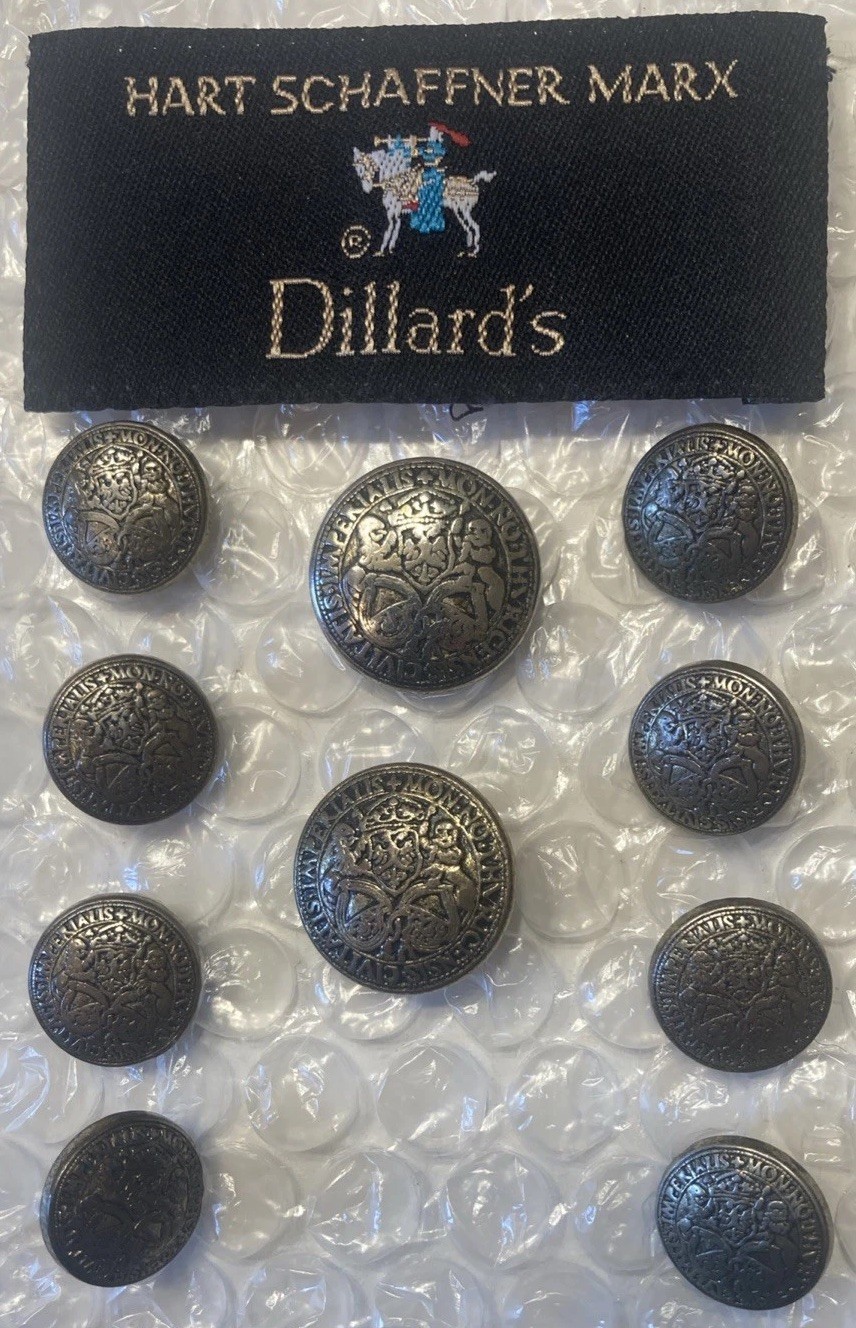 Hart Schaffner Marx Blazer Button Set 10 For 2 Bttn Coat Antq Silver Zurich Coin