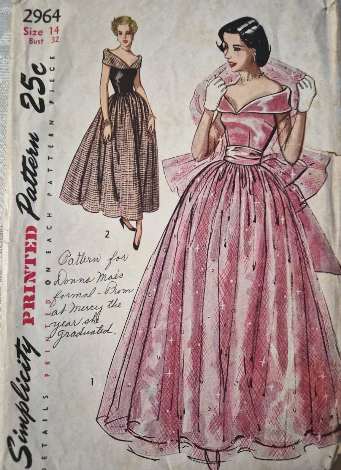 Simplicity Original VINTAGE Evening Gown Pattern c1949 Size 14 Simplicity Original VINTAGE Evening Gown Pattern c1949 Size 14