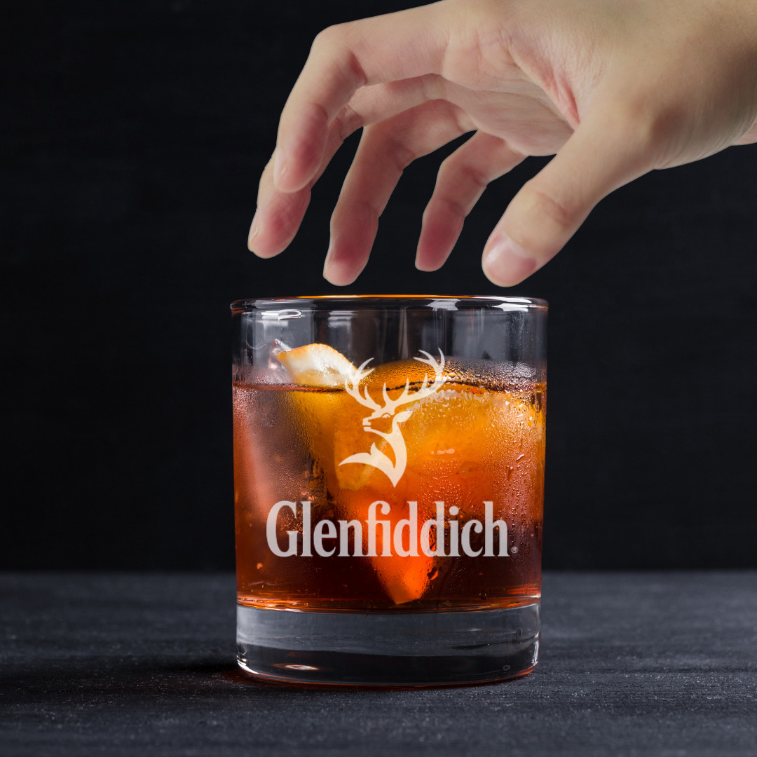 Custom Engraved Glenfiddich Whiskey Glass – 11 oz Rocks Glass New