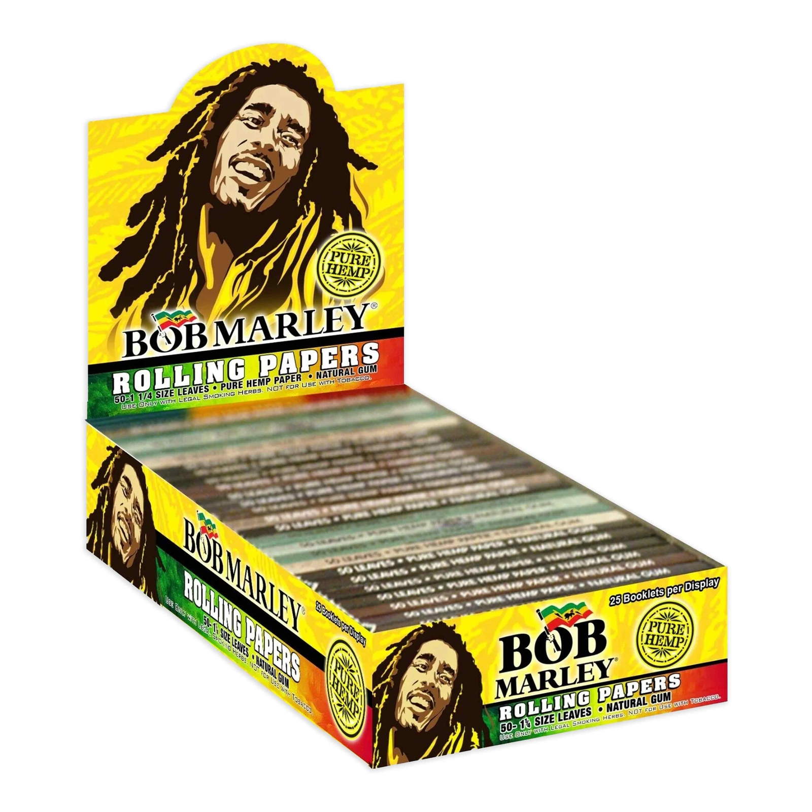 Bob Marley Rolling Papers 1 1/4 Pure Hemp Cigarette Papers (Full Display) Bob Marley Rolling Papers 1 1/4 Pure Hemp Cigarette Papers (Full Display)
