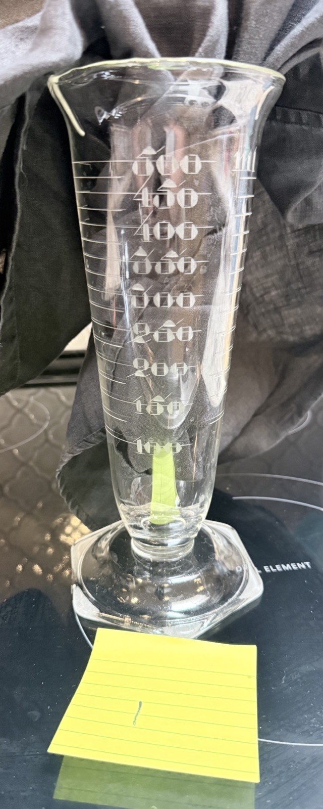 ETCHED GLASS FOOTED 16oz 500cc graduated BEAKER APOTHECARY Pharmacy glass