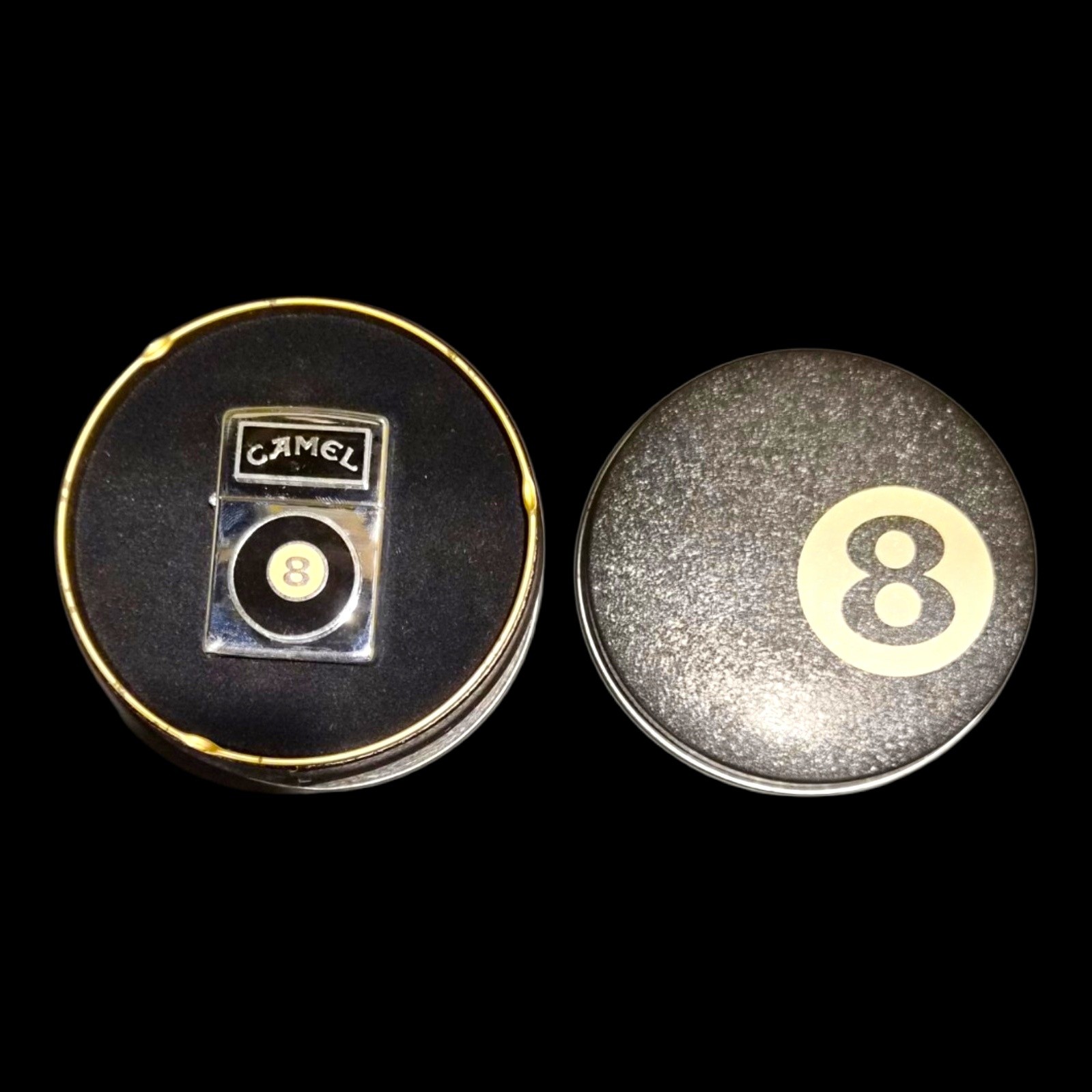 Vintage Camel 8 Ball Zippo Lighter With Original Tin Unused Pool Billiards
