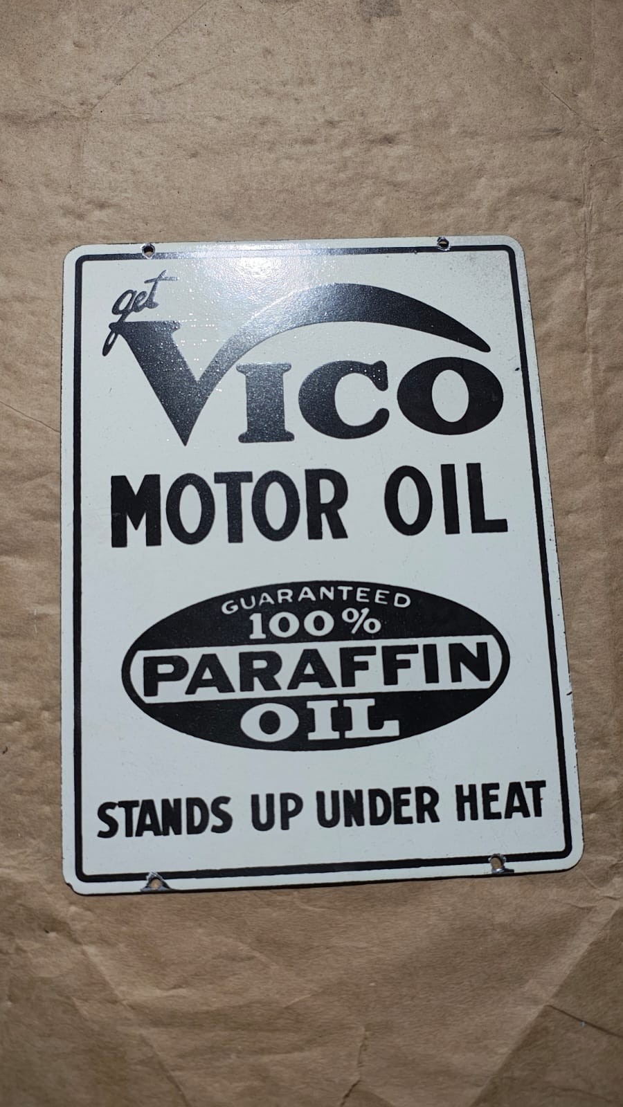 Porcelain Vico Motor Oil Enamel Sign Size 10