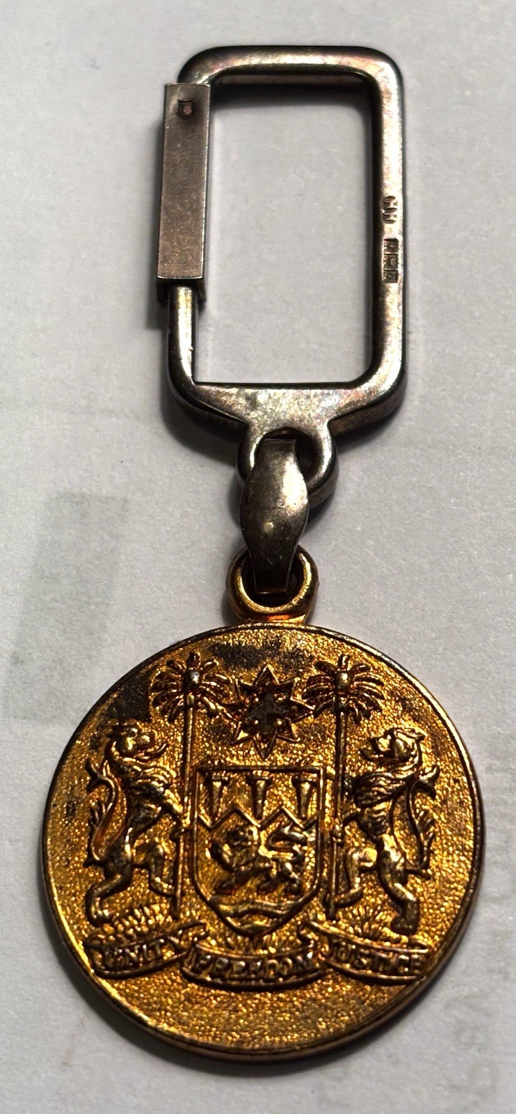 1964-65 NY World Fair Keychain Sierra Leone Sterling Silver Uncut Diamond 26mm