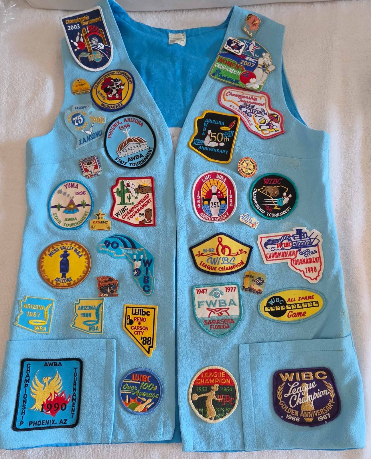 Vintage WIBC AWBA USBC Women's Bowling Patch Vest Collection 1960s-2010