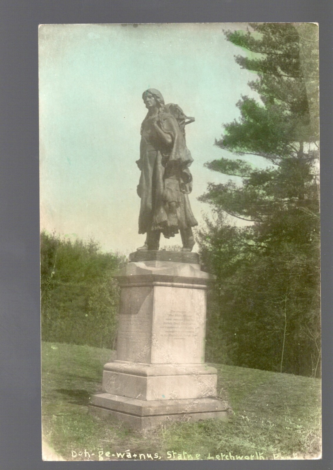 Early Dehgawanus Mary Jemison Statue Letchworth Park NY RPPC Postcard