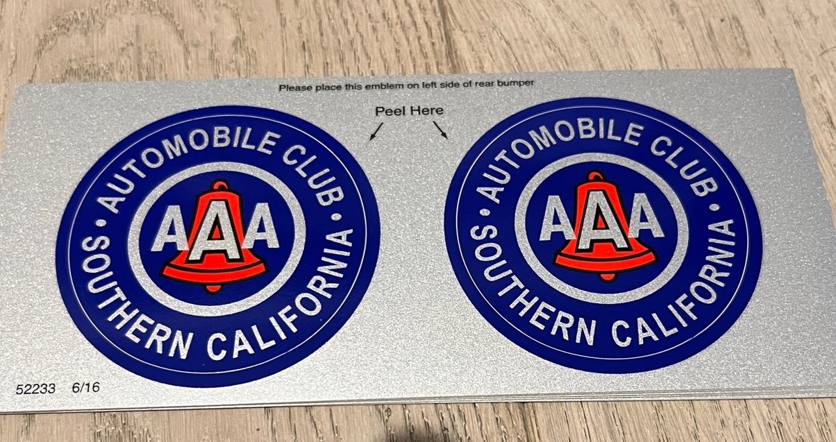 AAA Automobile Club Reflective Decal Southern California Free USPS Shipping AAA Automobile Club Reflective Decal Southern California Free USPS Shipping