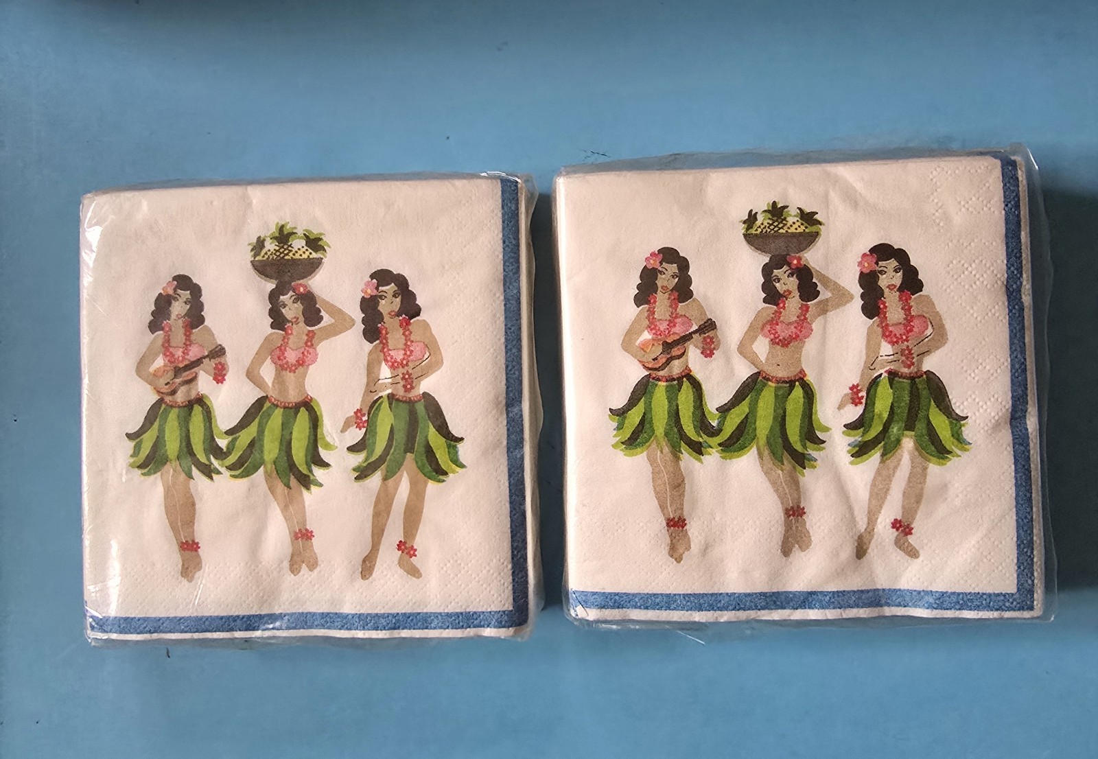 Vtg 2003 Hula Girls Hawaiian Napkins 2 Packs 9 7/8 Vtg 2003 Hula Girls Hawaiian Napkins 2 Packs 9 7/8