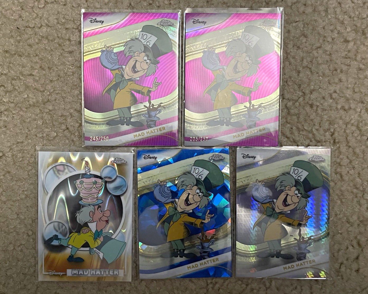2025-26 Topps Chrome Disney Mad Hatter Parallel Serial #177 #76 5-Card Lot