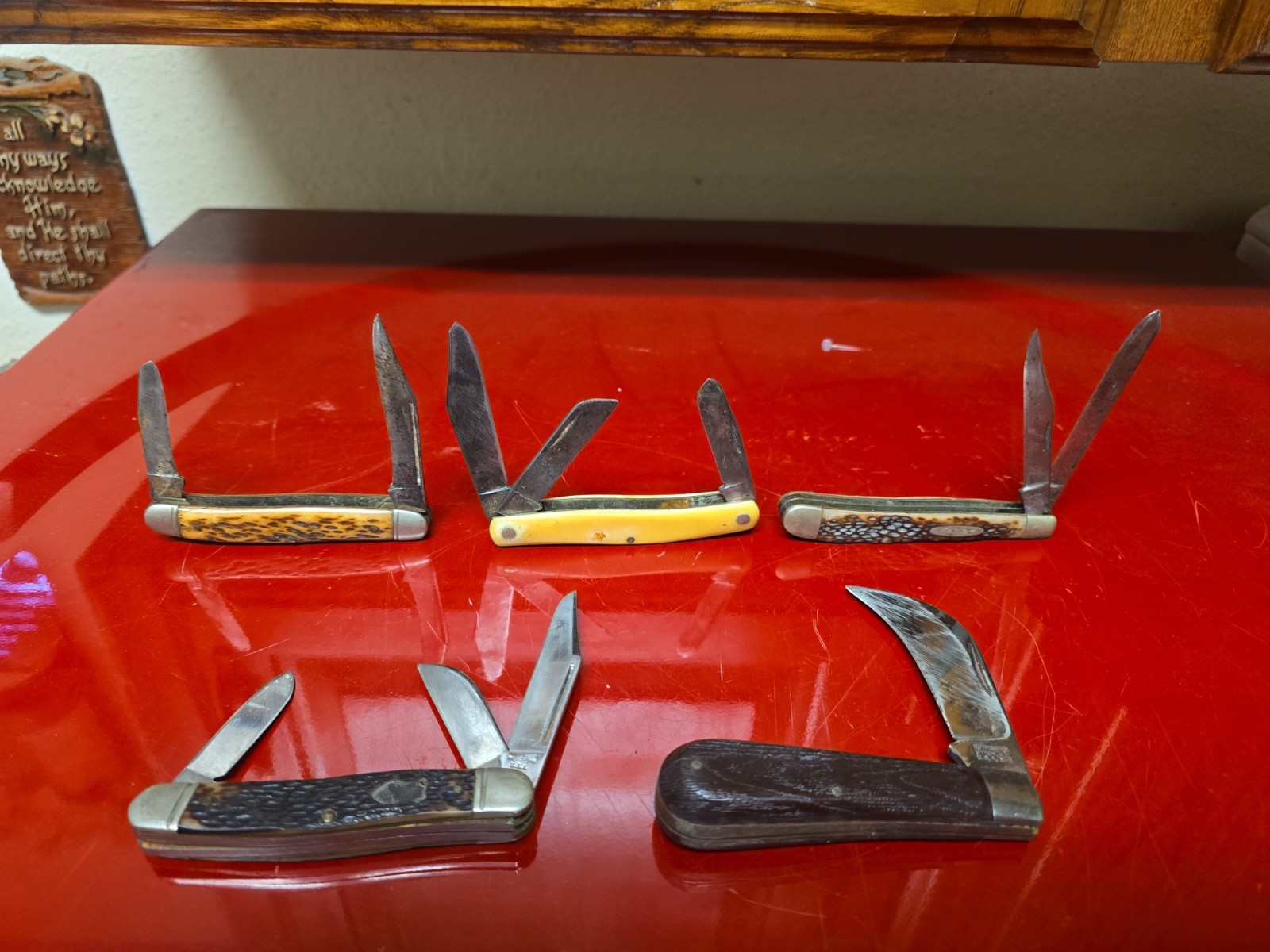 Vintage 5 Knife Bundle Wards,Shrade, Kbar,western, Kutmaster