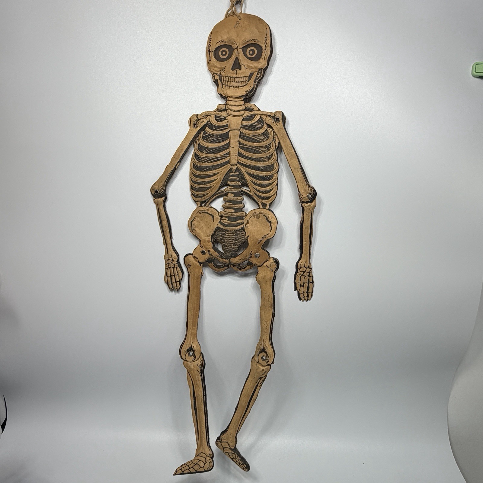 Large Antique 1920s Halloween German Paper Pulp Skeleton Jointed Hanging 1920s