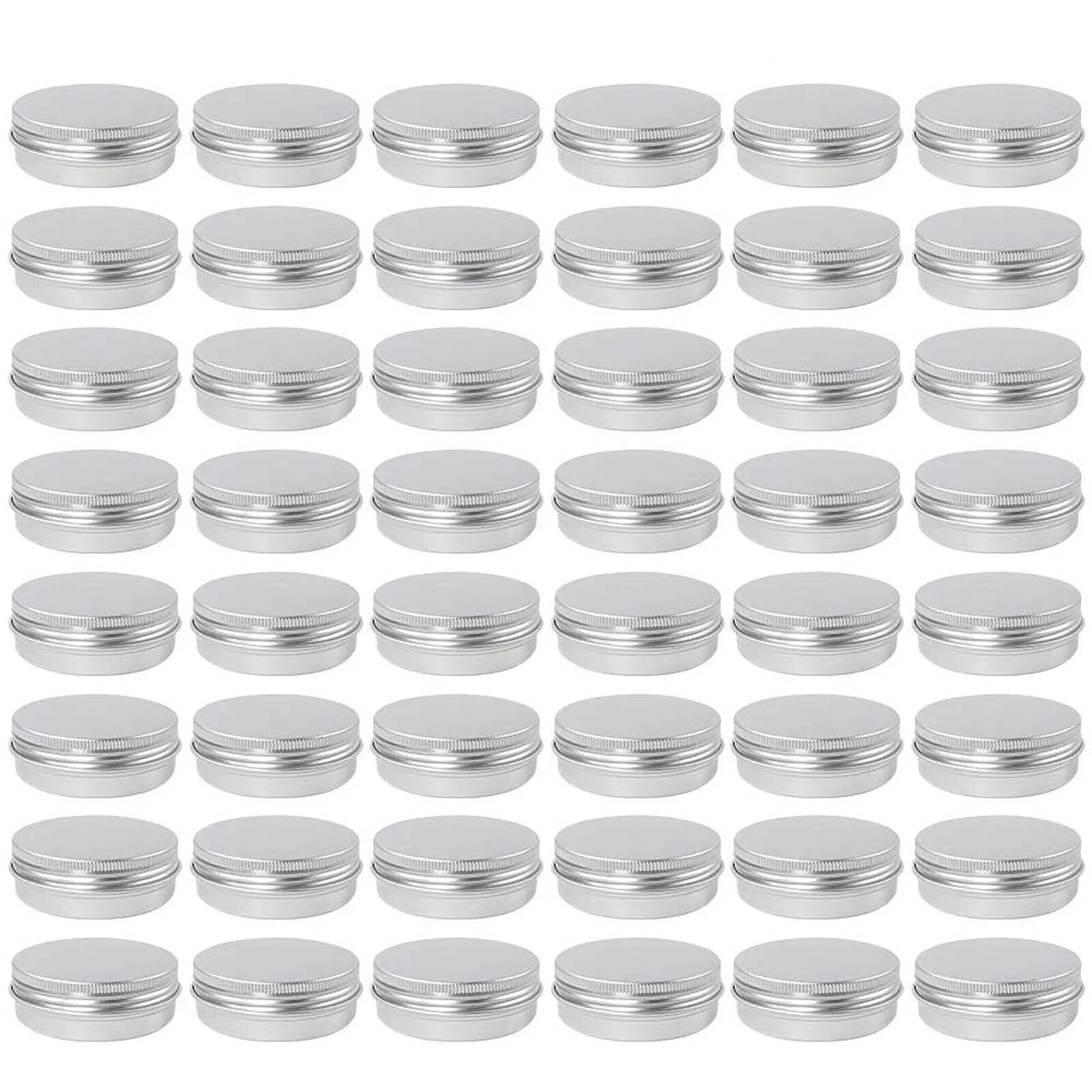 48 Pack 2 Oz Metal round Tins Aluminum Tin Cans Containers with Screw Lid 48 Pack 2 Oz Metal round Tins Aluminum Tin Cans Containers with Screw Lid