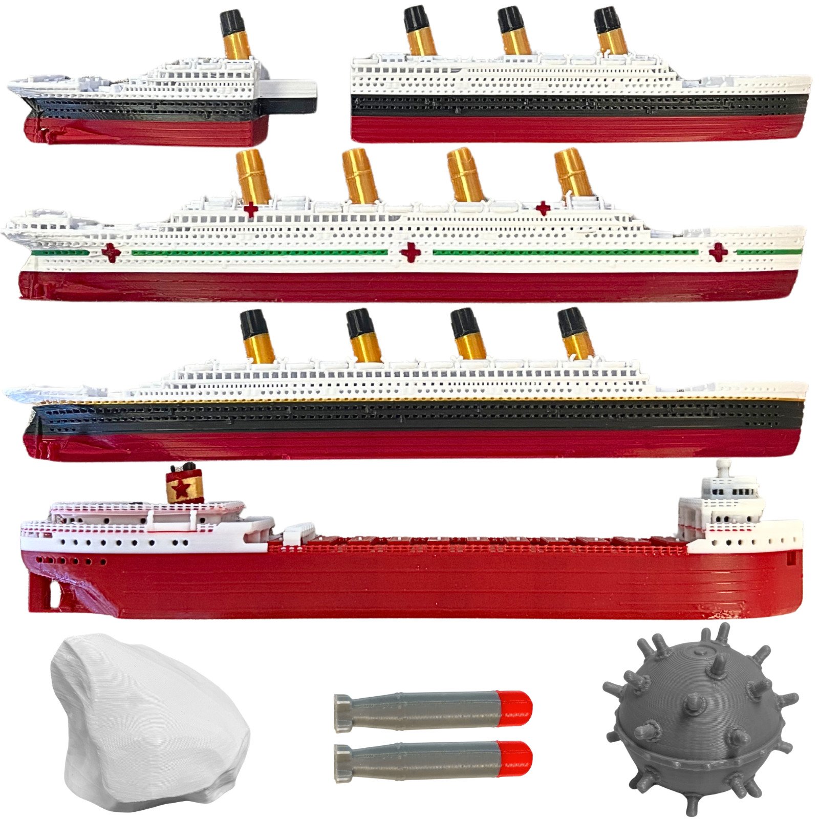 4 Pk Split In Half Titanic & Britannic & Olympic & Edmund Bath Boat And Pool Toy 4 Pk Split In Half Titanic & Britannic & Olympic & Edmund Bath Boat And Pool Toy
